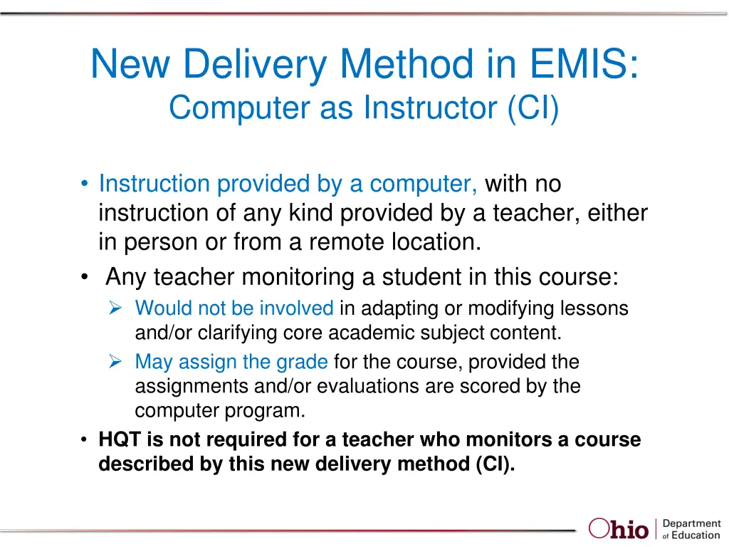 new delivery method in emis computer