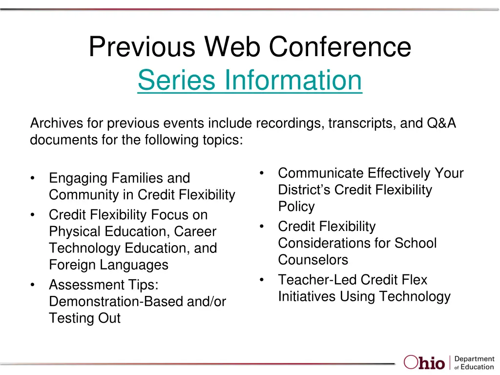 previous web conference series information