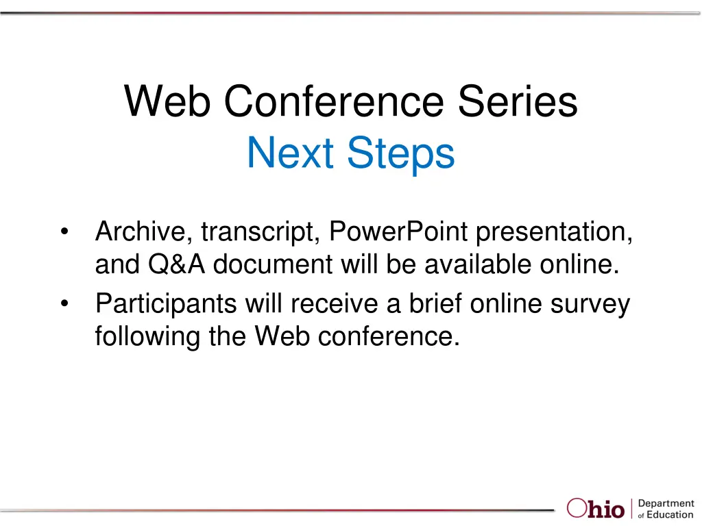 web conference series next steps