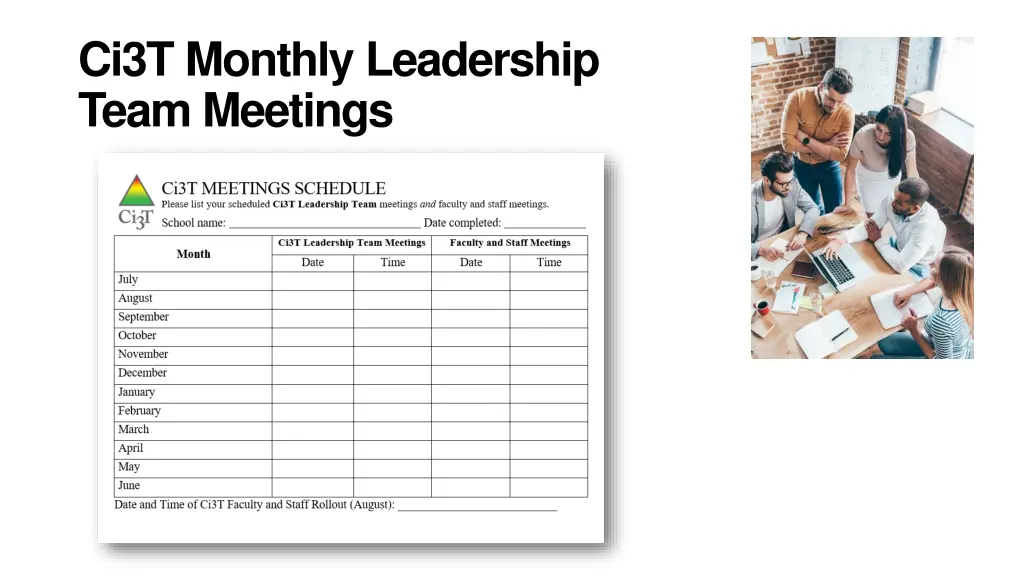 ci3t monthly leadership team meetings