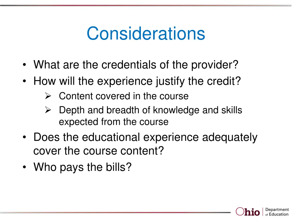 considerations