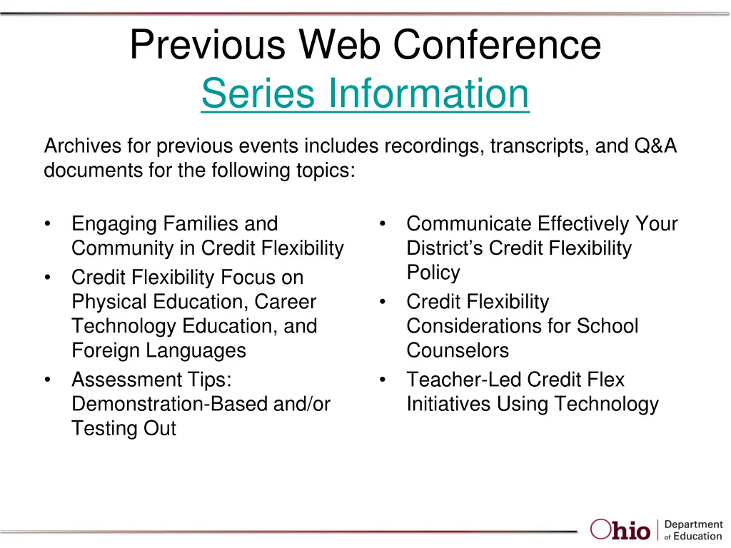previous web conference series information