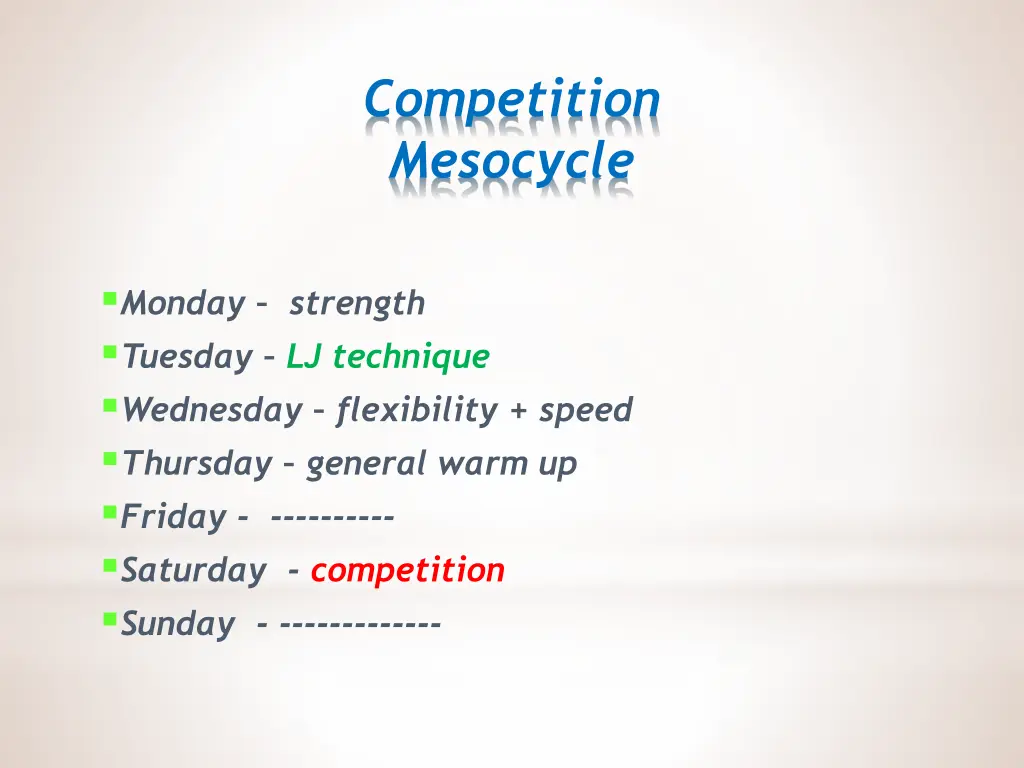 competition mesocycle