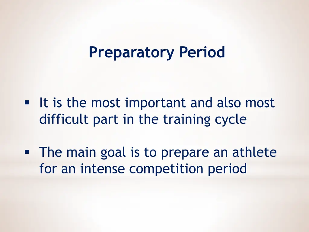 preparatory period