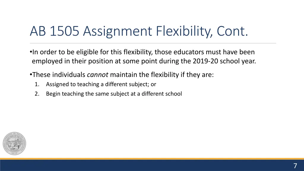 ab 1505 assignment flexibility cont