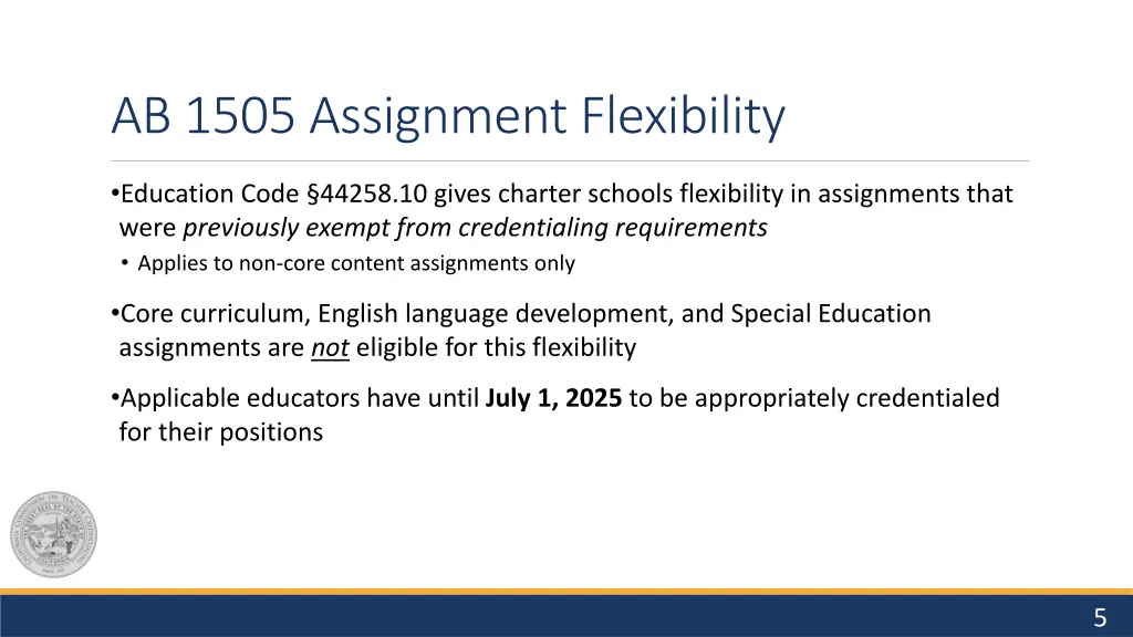 ab 1505 assignment flexibility