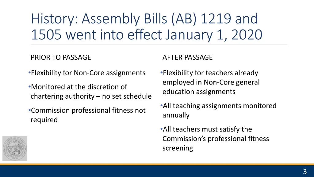 history assembly bills ab 1219 and 1505 went into