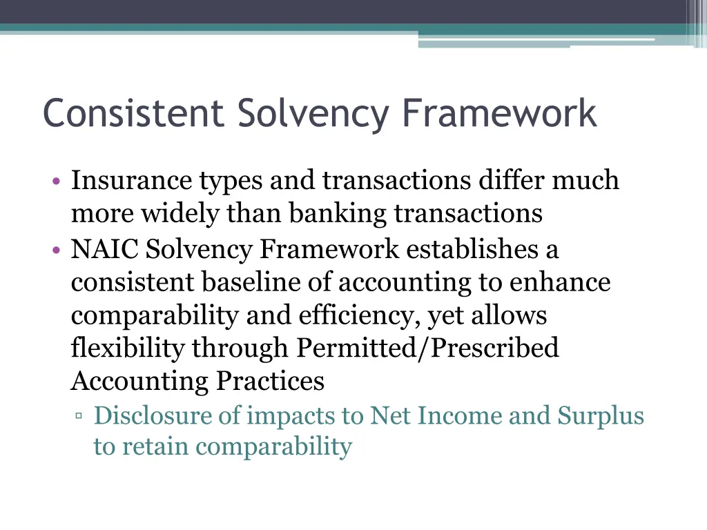 consistent solvency framework