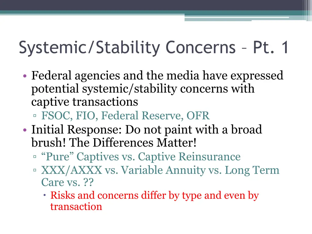 systemic stability concerns pt 1