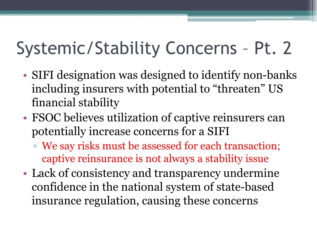 systemic stability concerns pt 2