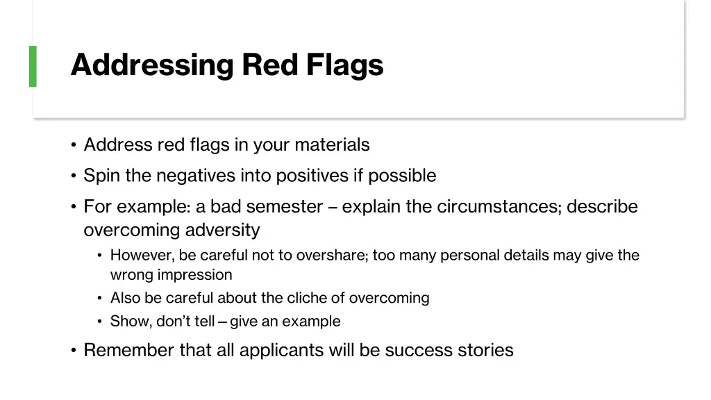 addressing red flags