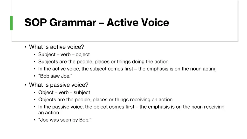 sop grammar active voice 1