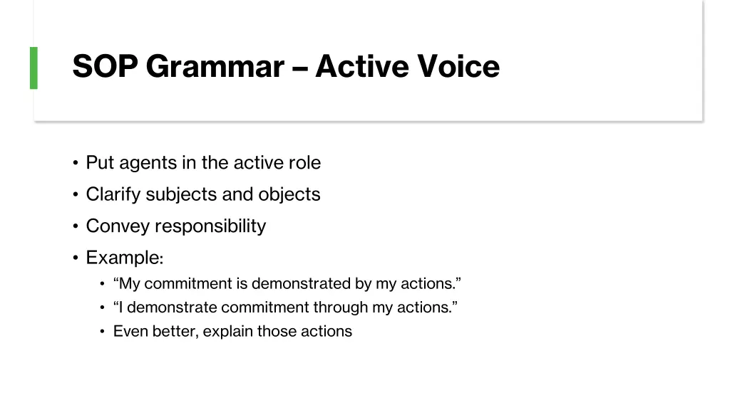 sop grammar active voice