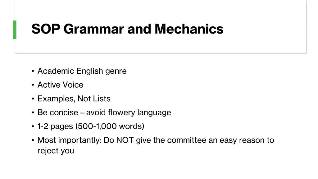 sop grammar and mechanics