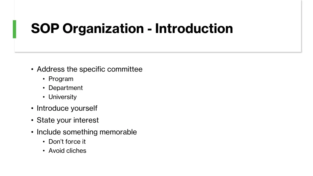 sop organization introduction