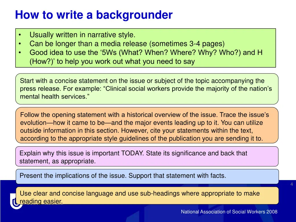 how to write a backgrounder