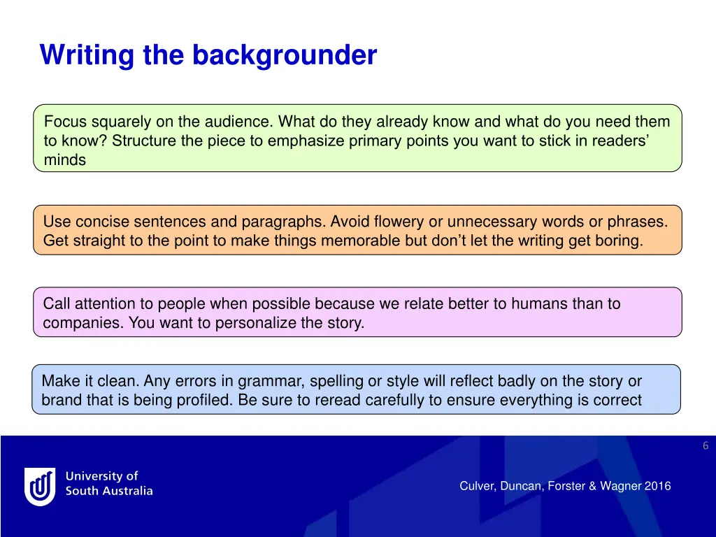 writing the backgrounder