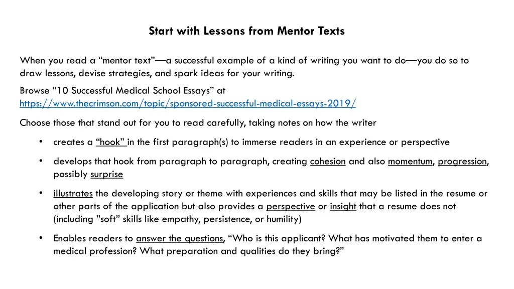 start with lessons from mentor texts