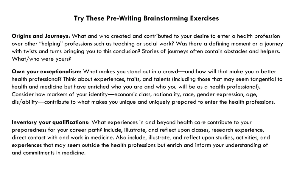 try these pre writing brainstorming exercises