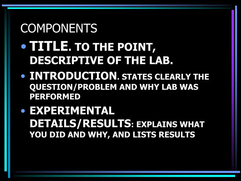 components title to the point descriptive