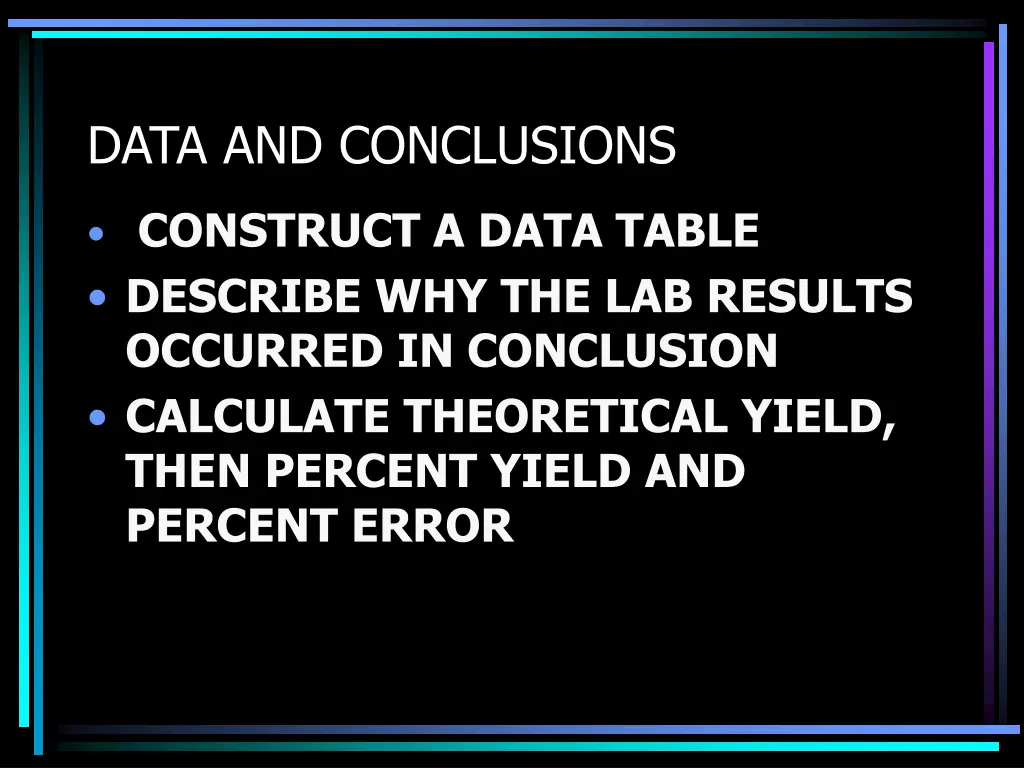 data and conclusions