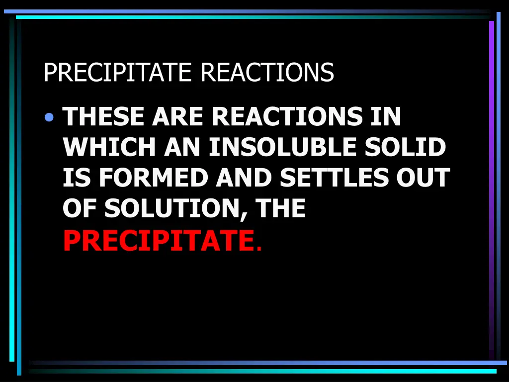 precipitate reactions