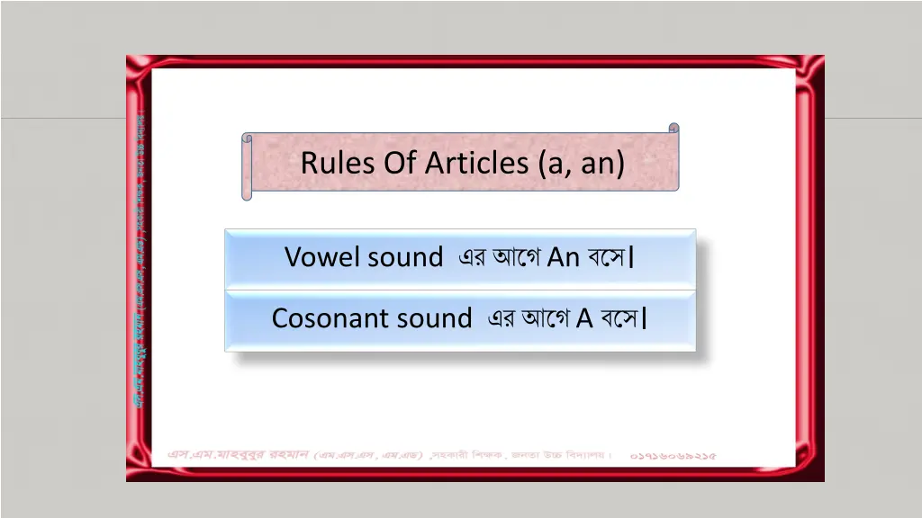 rules of articles a an