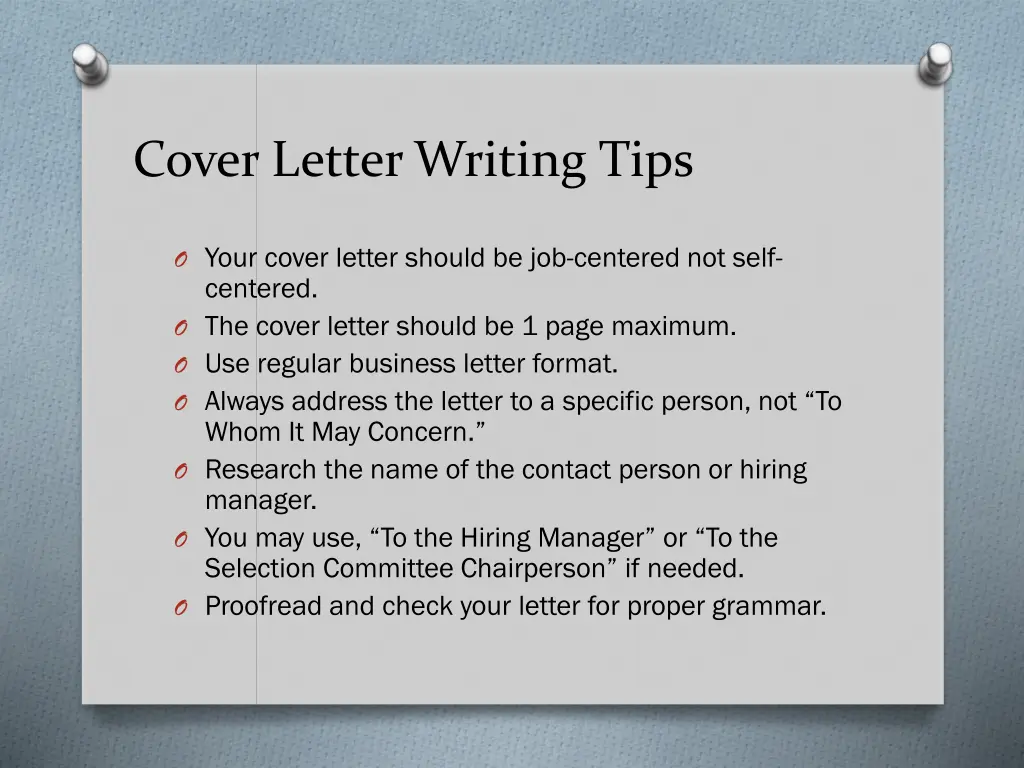 cover letter writing tips