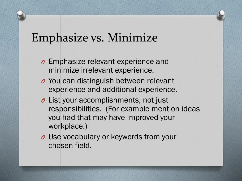 emphasize vs minimize