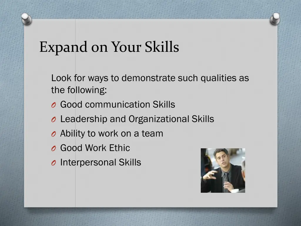 expand on your skills