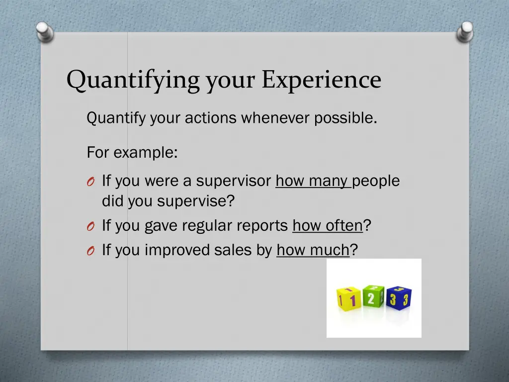 quantifying your experience