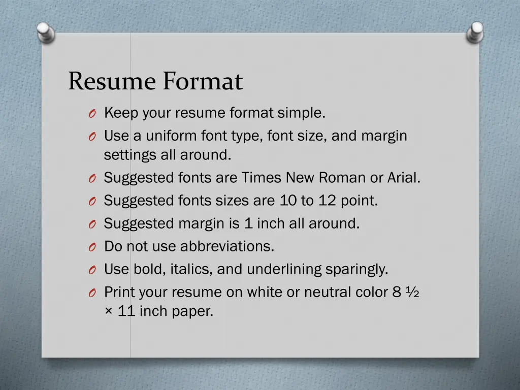 resume format