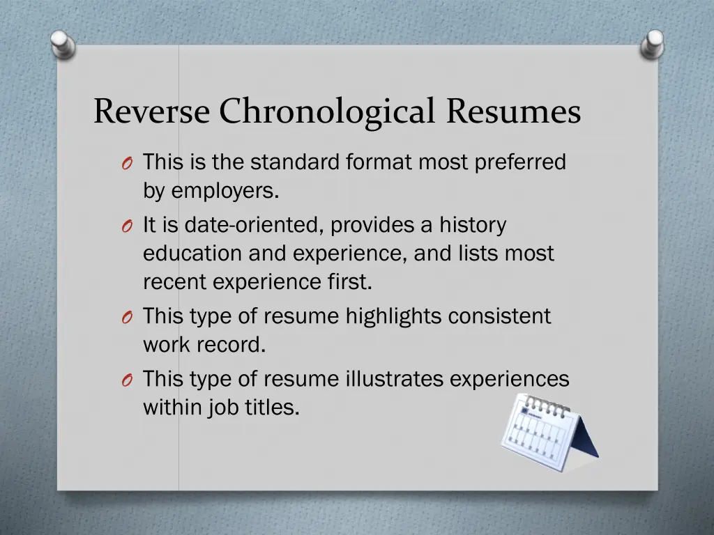 reverse chronological resumes