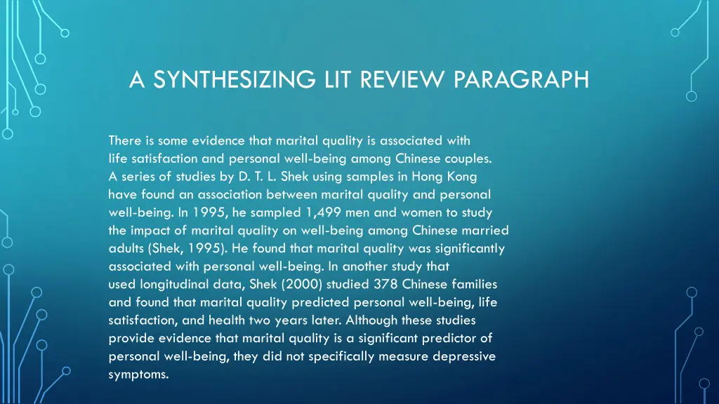 a synthesizing lit review paragraph