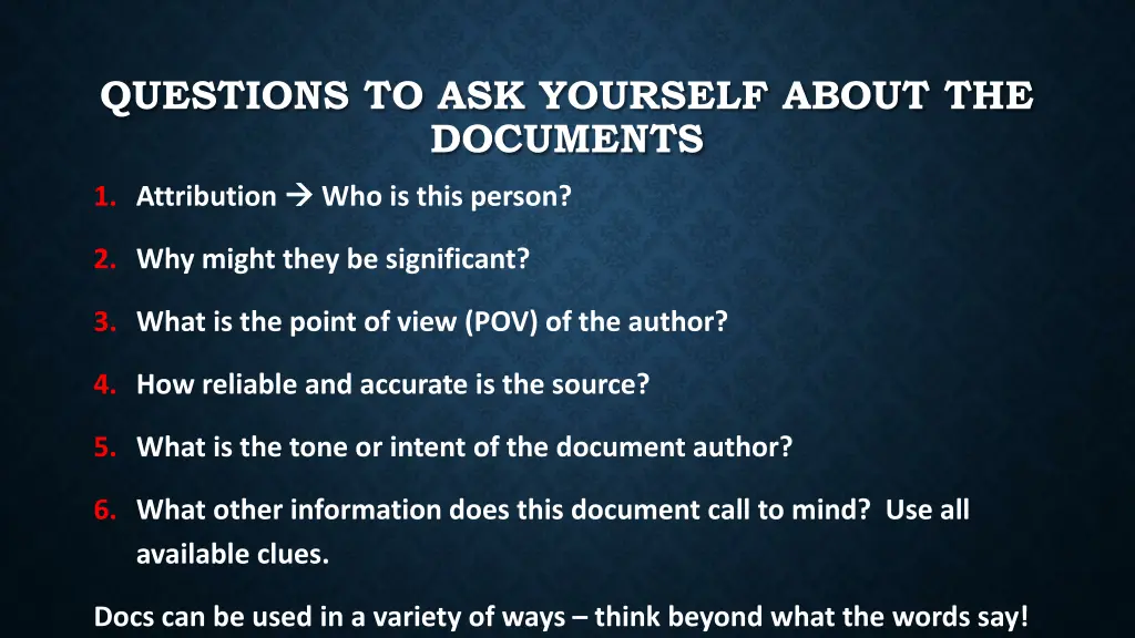 questions to ask yourself about the documents