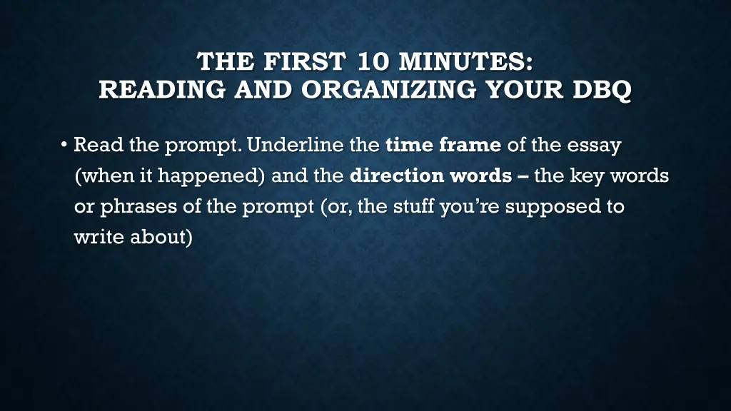 the first 10 minutes reading and organizing your