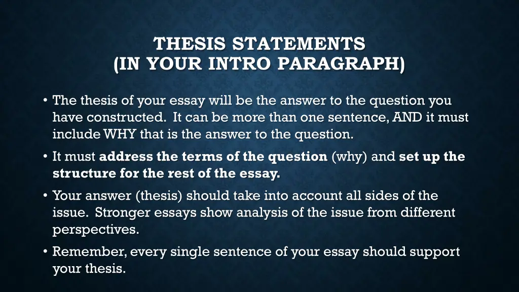 thesis statements in your intro paragraph