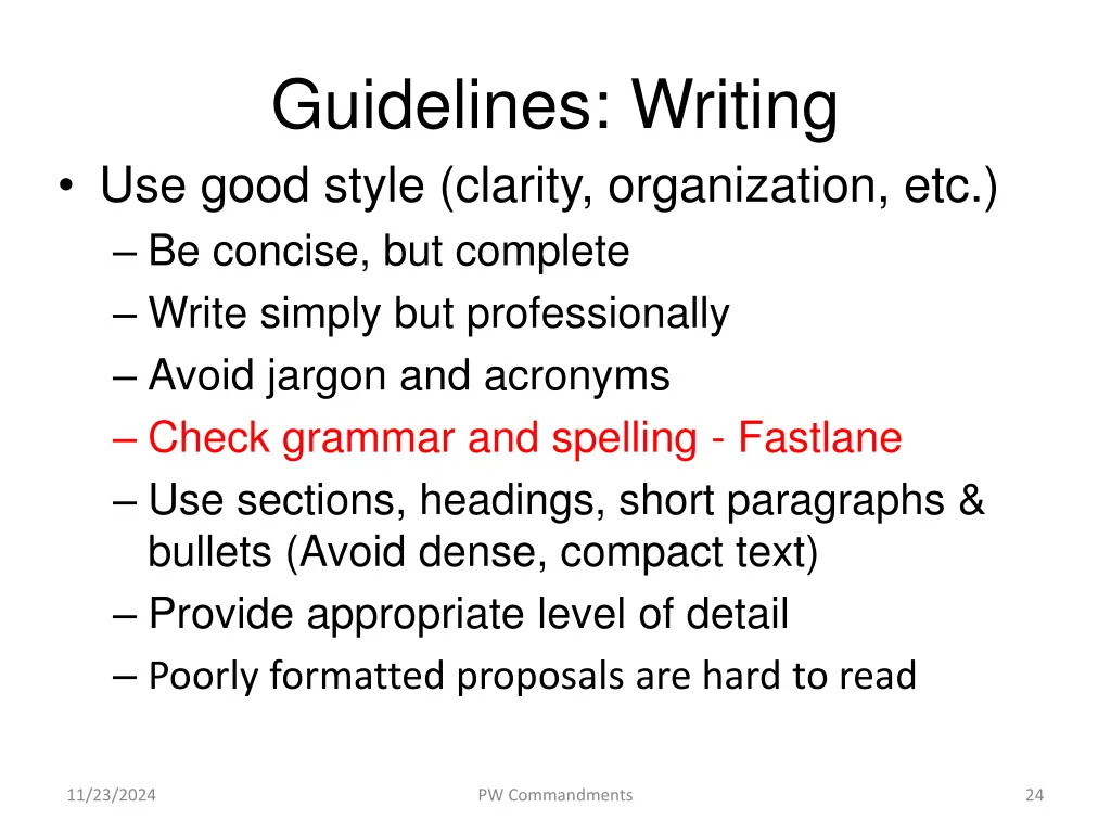 guidelines writing use good style clarity