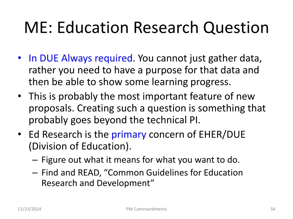 me education research question