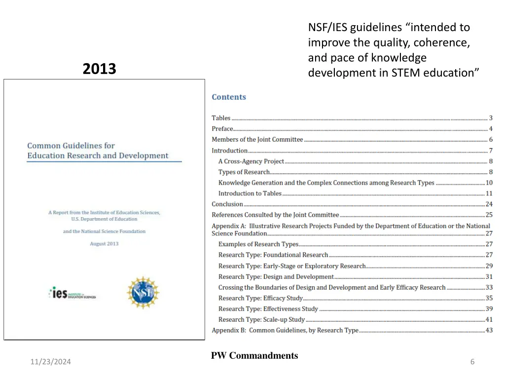 nsf ies guidelines intended to improve