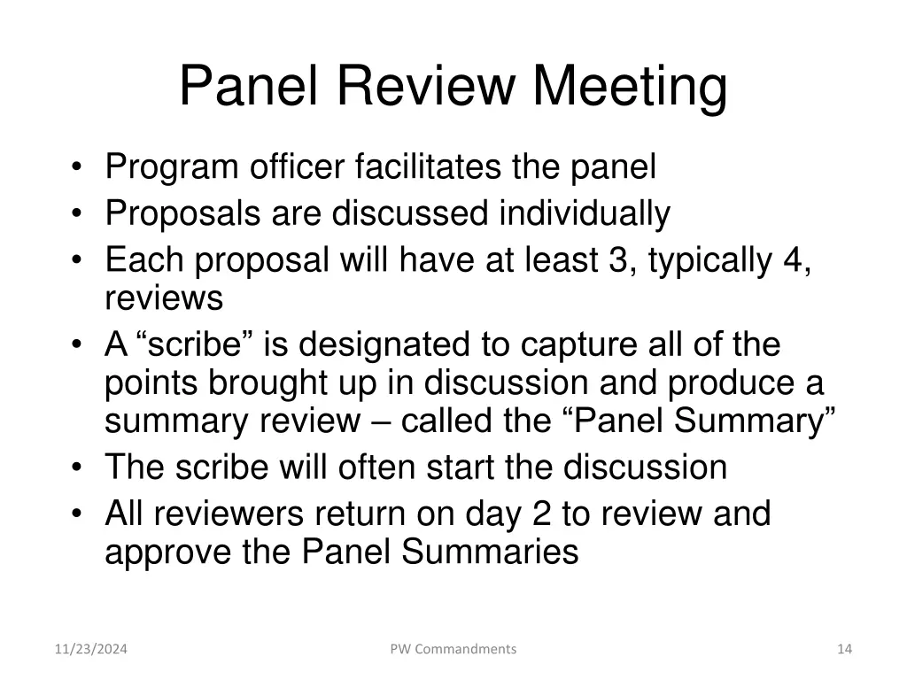 panel review meeting