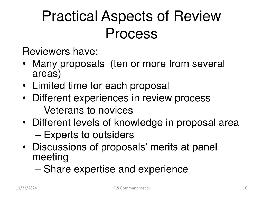 practical aspects of review process reviewers