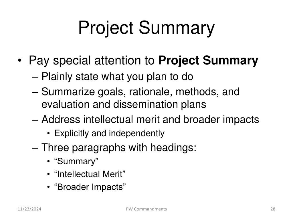 project summary