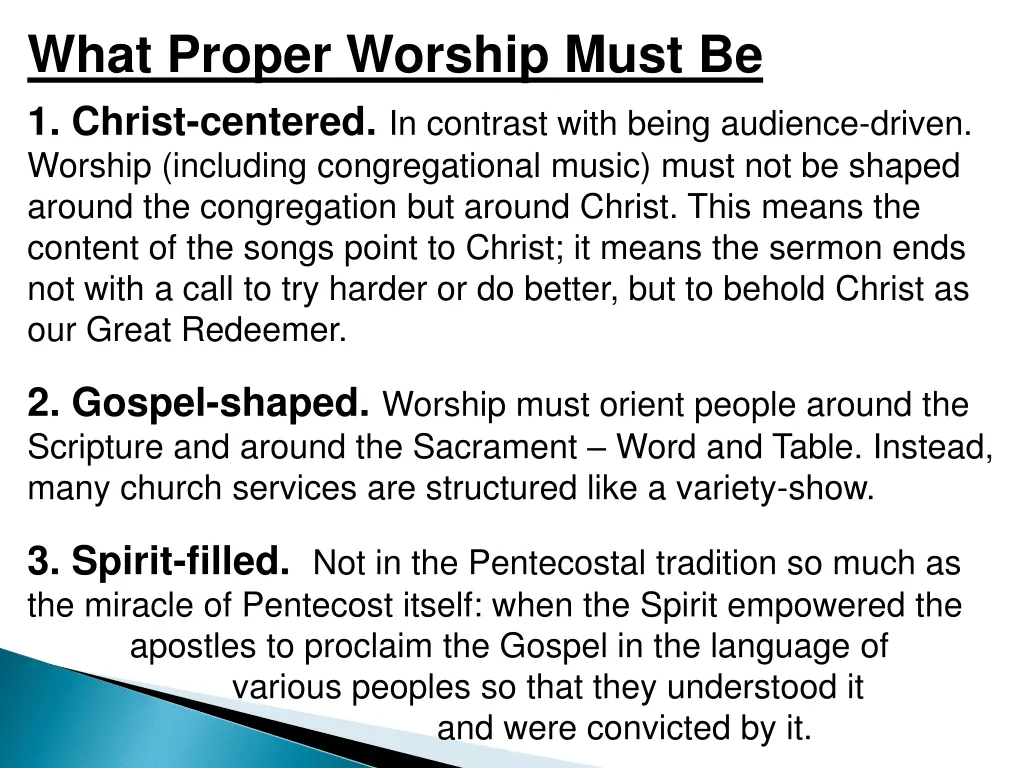 what proper worship must be 1 christ centered