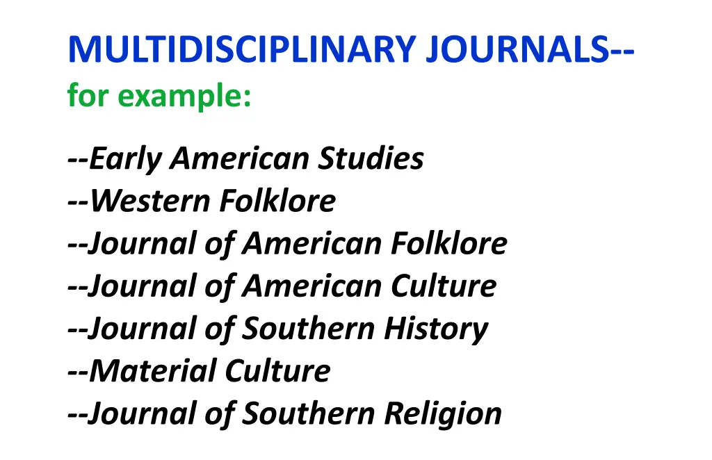 multidisciplinary journals for example