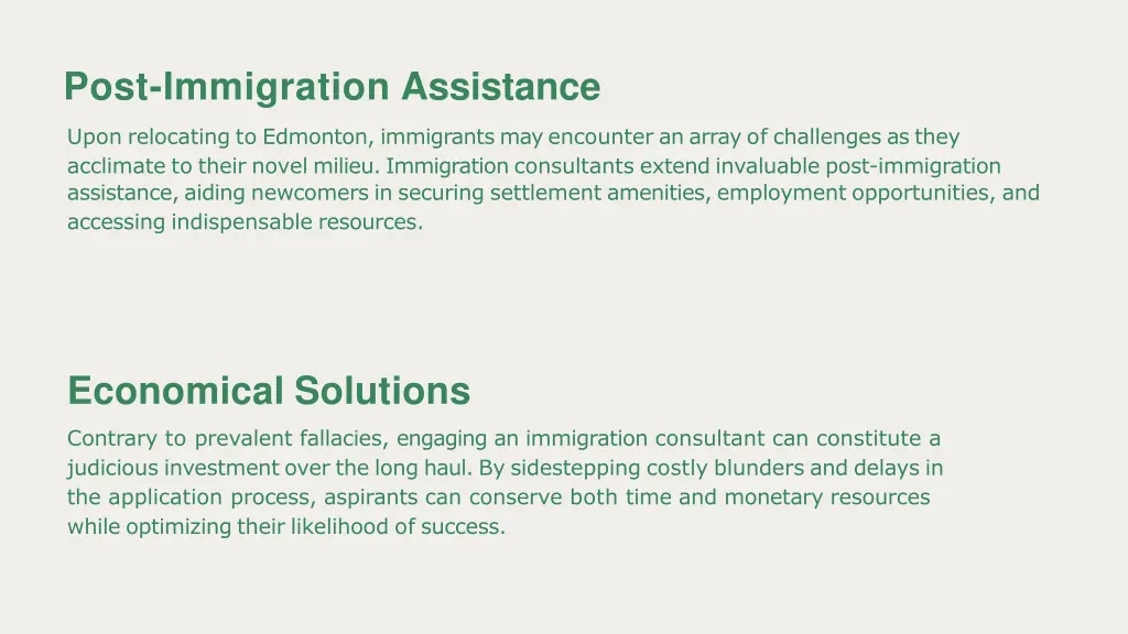post immigration assistance