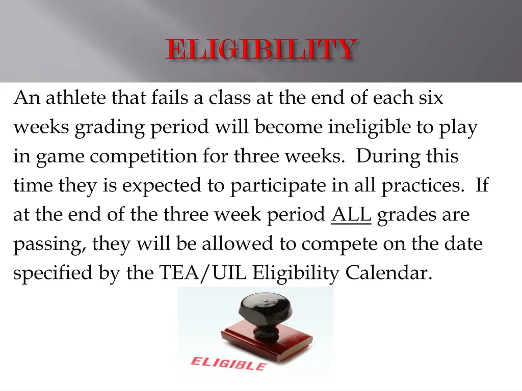 an athlete that fails a class at the end of each