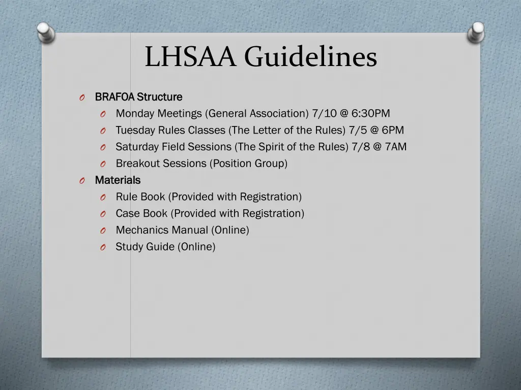 lhsaa guidelines 2