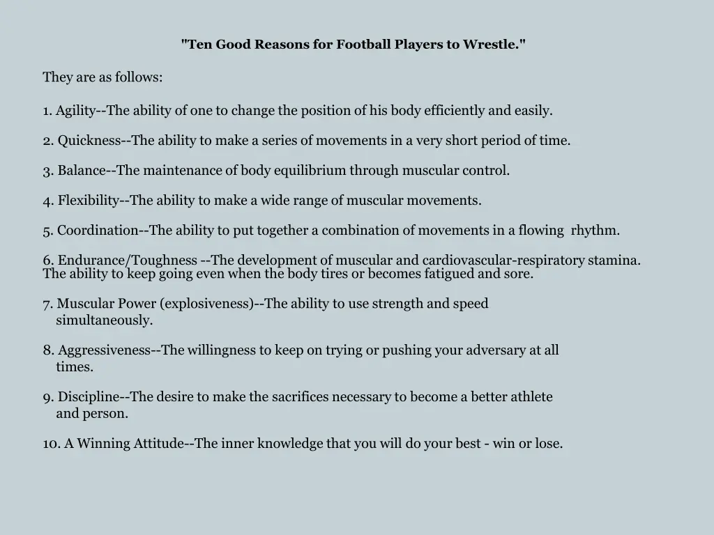 ten good reasons for football players to wrestle