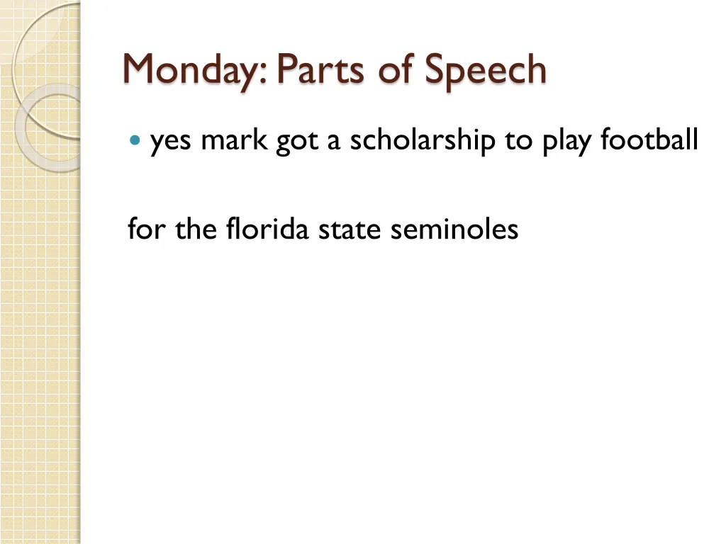 monday parts of speech